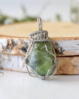 Raw Peridot Necklace - White Gold DesignsbyNatureGems