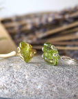 Raw Peridot Silver Friend Rings DesignsbyNatureGems