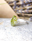 Raw Peridot Silver Friend Rings DesignsbyNatureGems