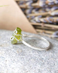 Raw Peridot Silver Friend Rings DesignsbyNatureGems