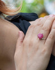 Raw Pink Ruby Crystal Ring - Sterling Silver Pink Sapphire Ring - July Birthstone DesignsbyNatureGems