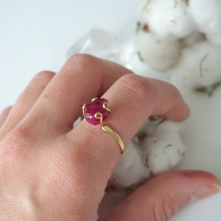 Raw Pink Ruby Ring - 14K Gold-Filled DesignsbyNatureGems