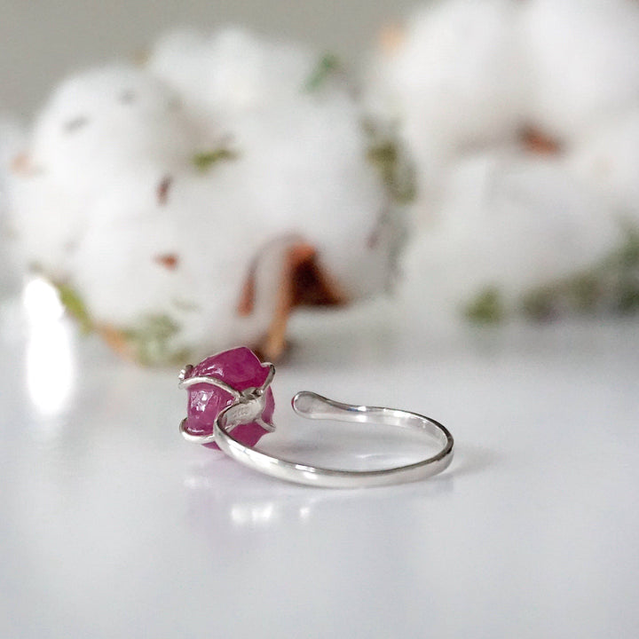 Raw Pink Ruby Ring - Sterling Silver DesignsbyNatureGems