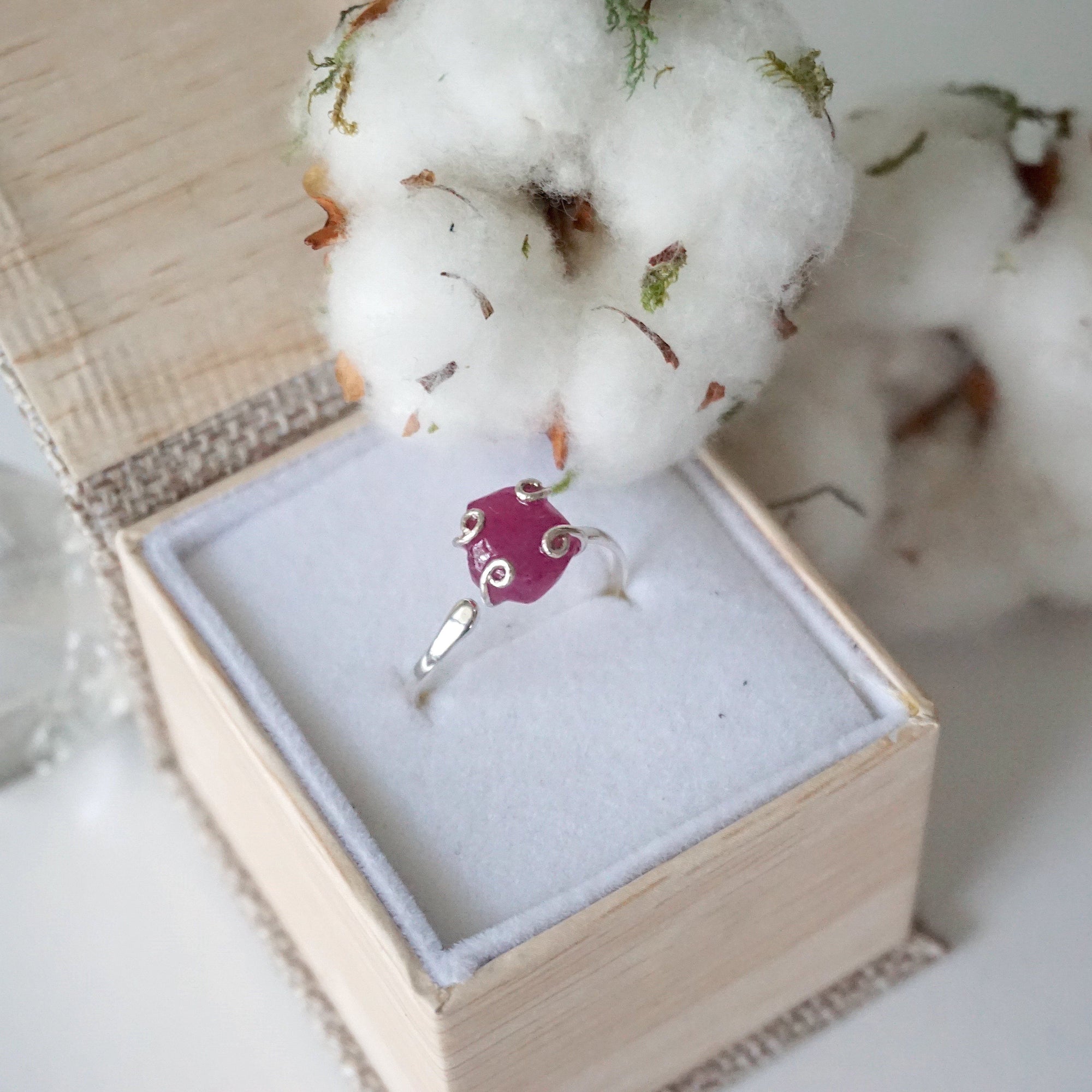 Raw Pink Ruby Ring - Sterling Silver DesignsbyNatureGems