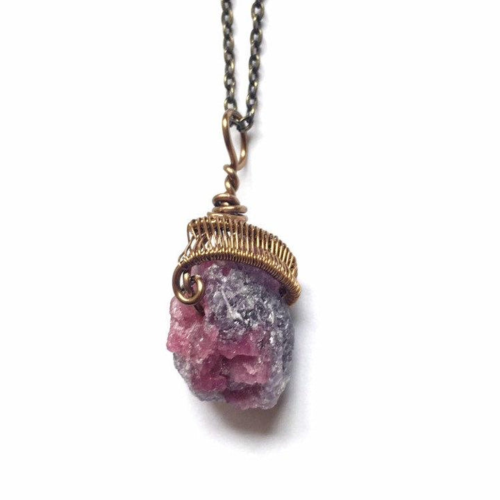 Raw Pink Tourmaline Necklace - October Birthstone DesignsbyNatureGems
