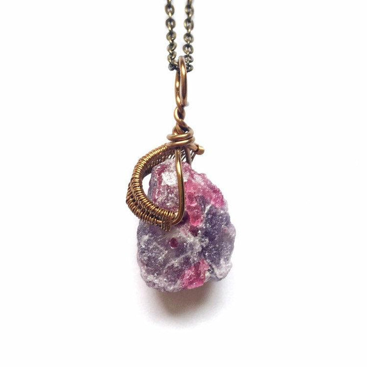Raw Pink Tourmaline Necklace - October Birthstone DesignsbyNatureGems