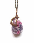 Raw Pink Tourmaline Necklace - October Birthstone DesignsbyNatureGems