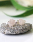 Raw Rose Quartz Crystal Stud Earrings DesignsbyNatureGems