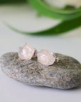 Raw Rose Quartz Crystal Stud Earrings DesignsbyNatureGems