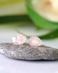 Raw Rose Quartz Crystal Stud Earrings DesignsbyNatureGems