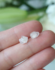 Raw Rose Quartz Crystal Stud Earrings DesignsbyNatureGems