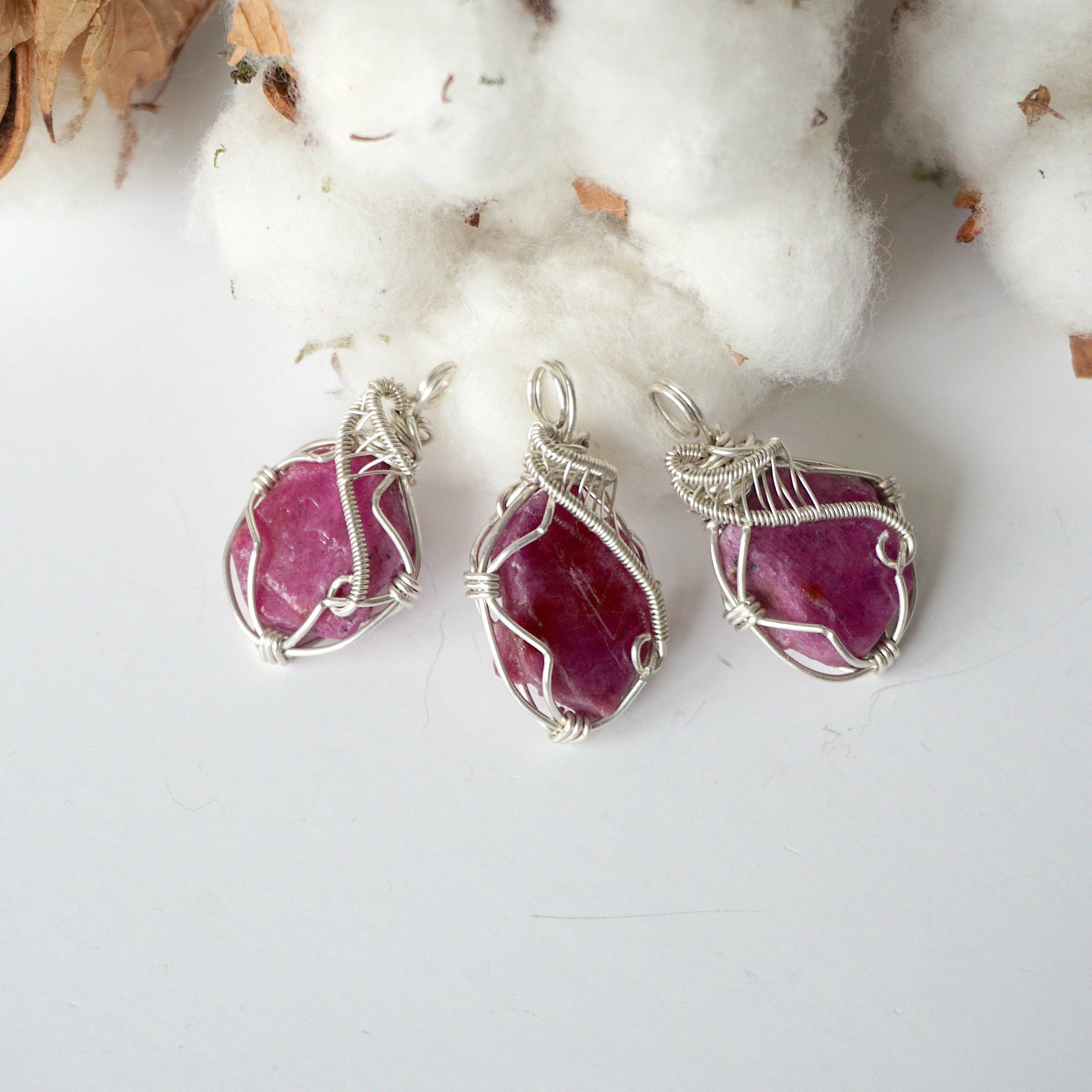 Raw Ruby Necklace in Sterling Silver DesignsbyNatureGems