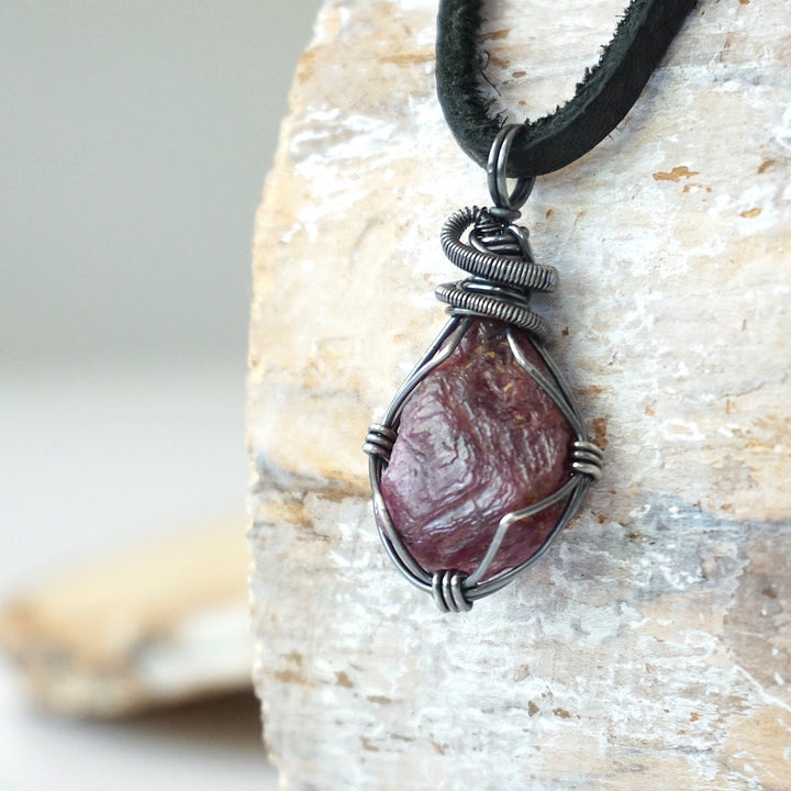Raw Ruby Necklace - Men's Necklace Designs by Nature Gems