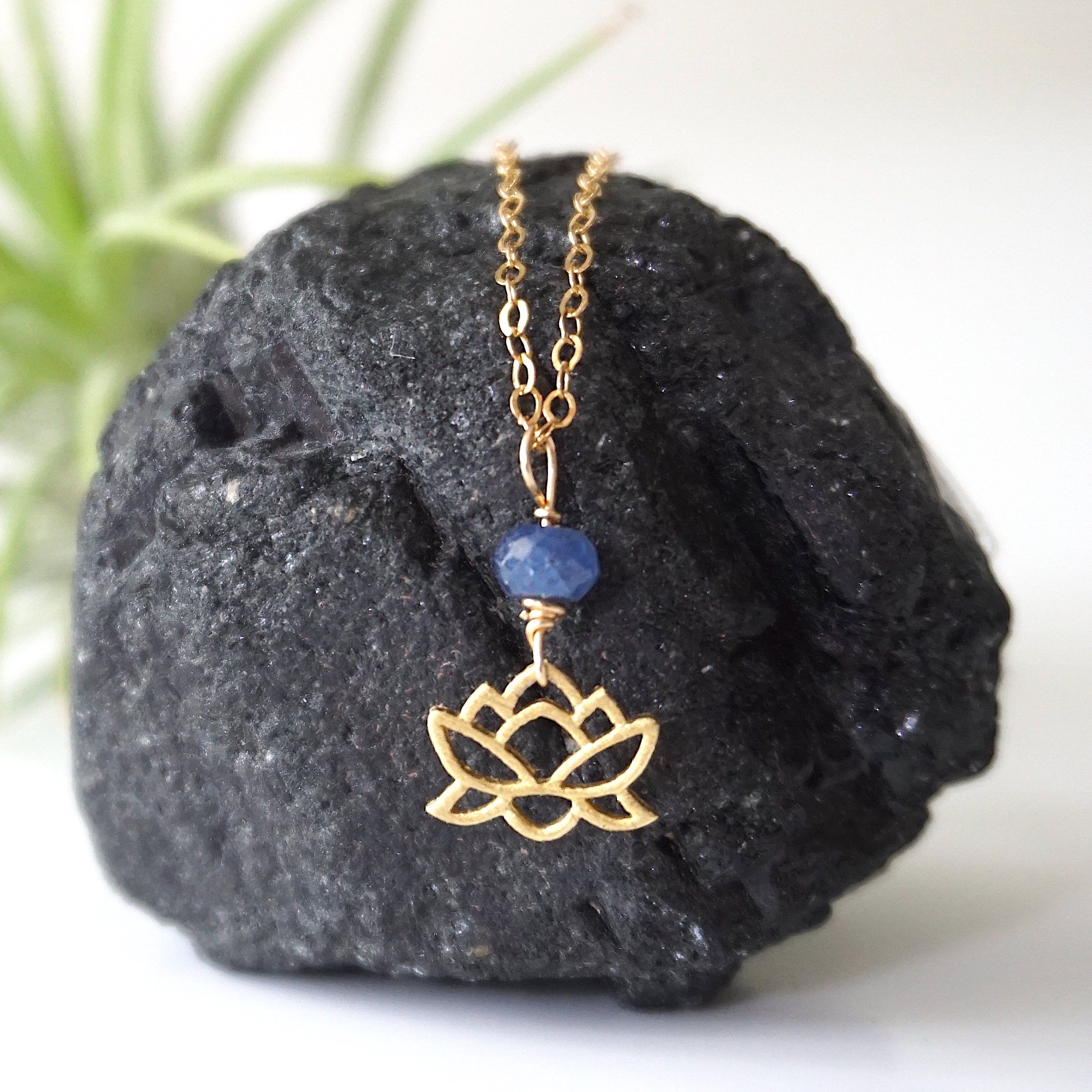 Raw Sapphire Lotus Necklace - 14K Gold-Filled – Designs by Nature Gems