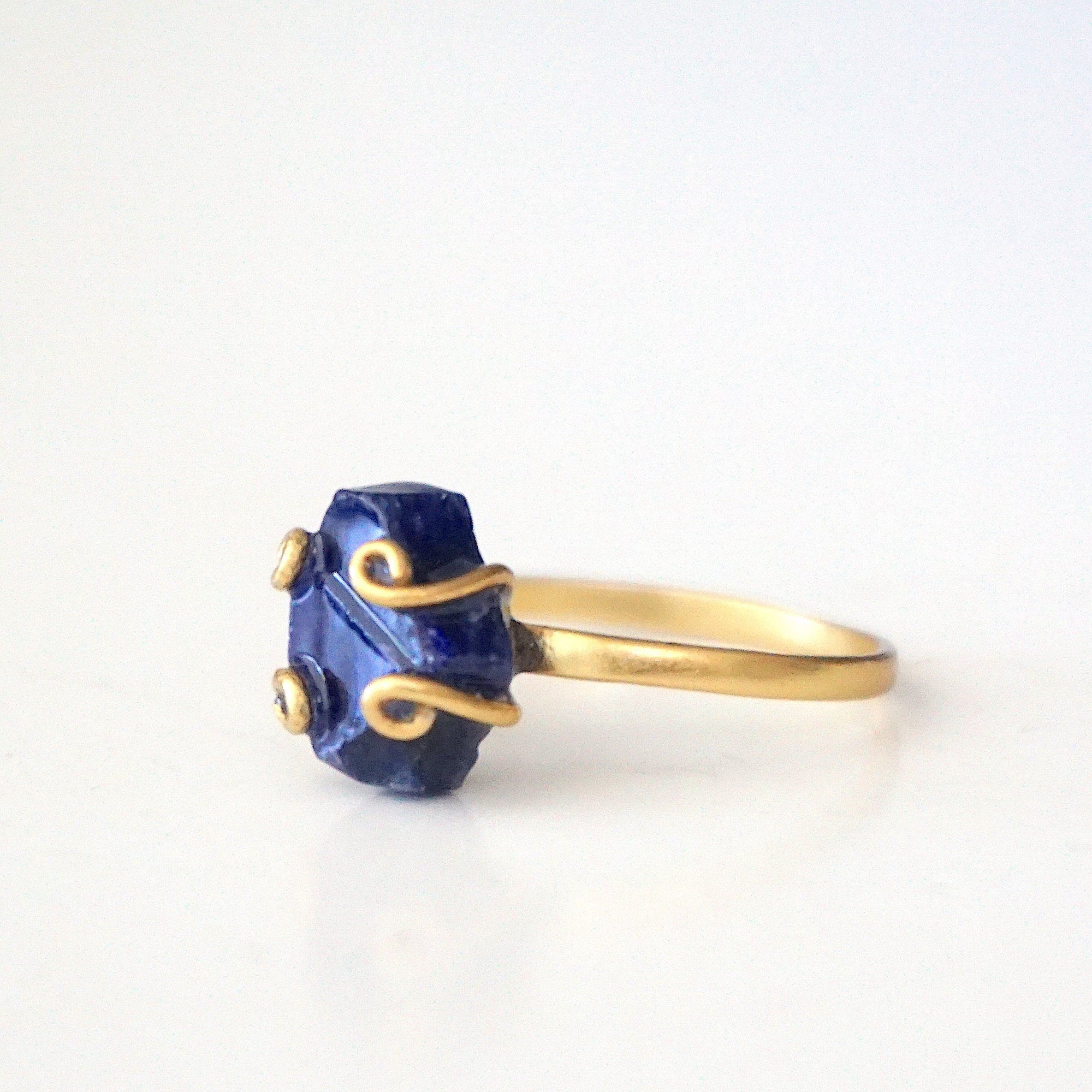 Raw Sapphire Ring - 14k Gold Filled - Adjustable Ring Designs by Nature Gems