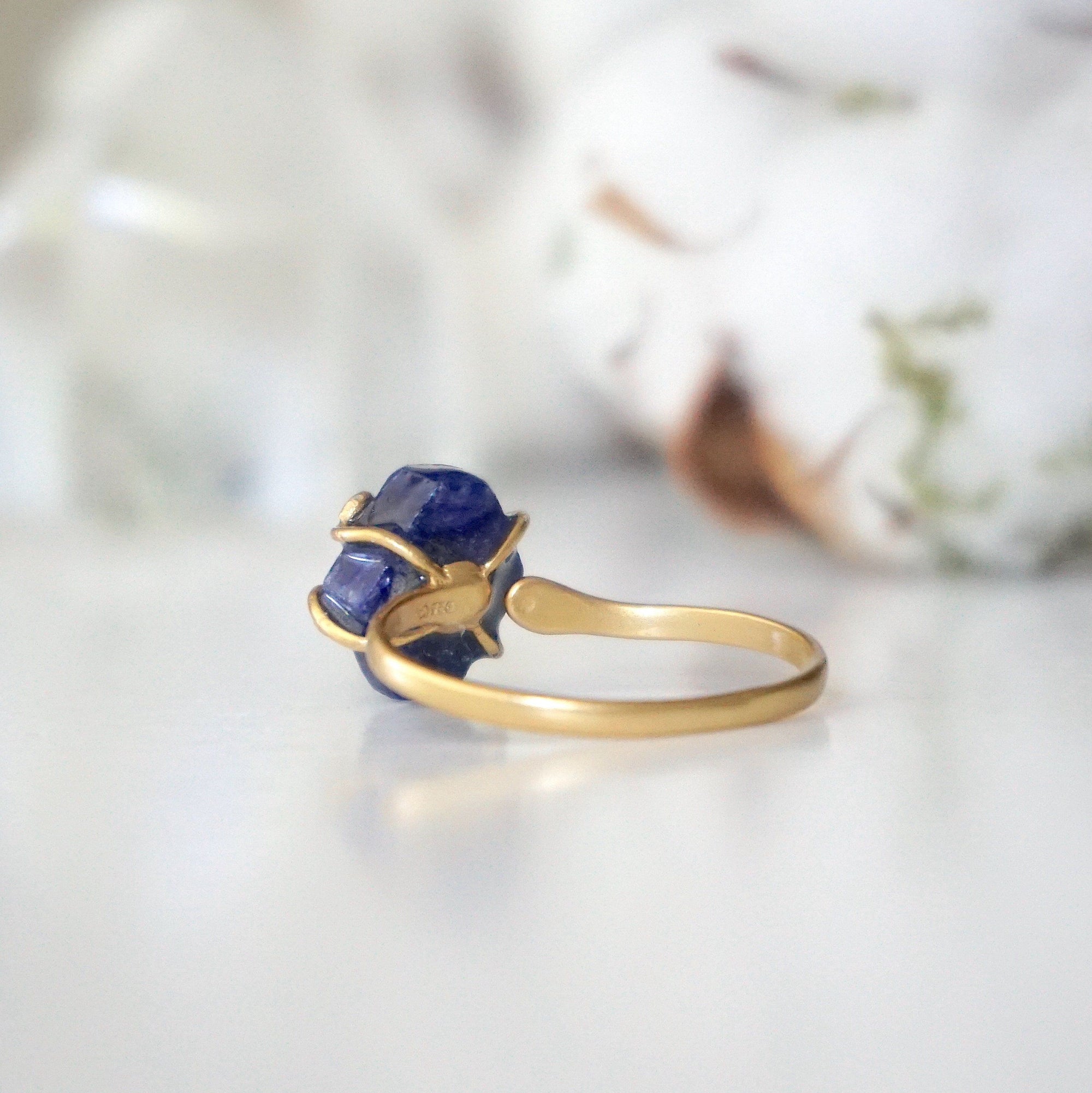 Raw Sapphire Ring - 14k Gold Filled - Adjustable Ring Designs by Nature Gems