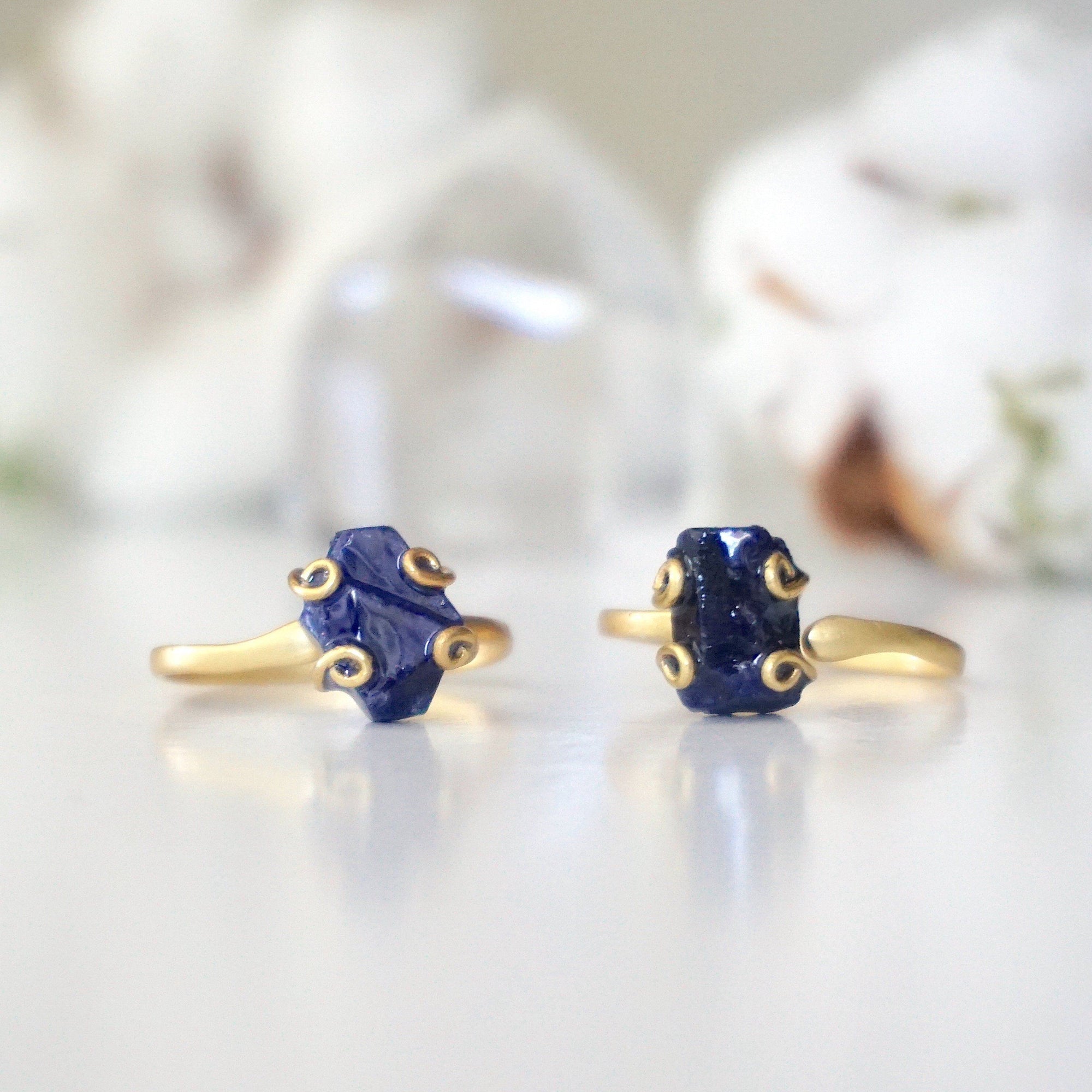 Raw Sapphire Ring - 14k Gold Filled - Adjustable Ring Designs by Nature Gems