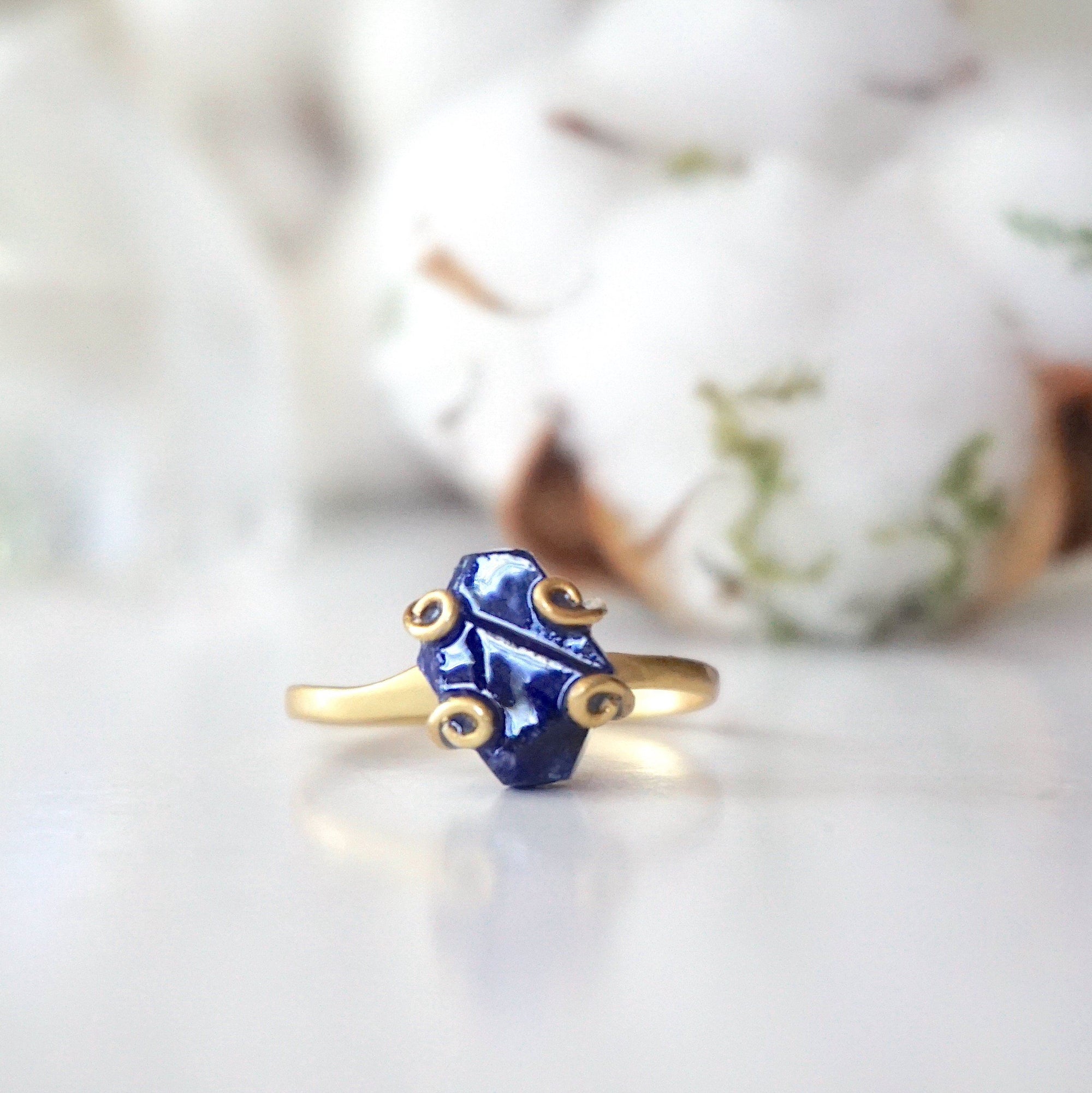 Raw Sapphire Ring - 14k Gold Filled - Adjustable Ring Designs by Nature Gems