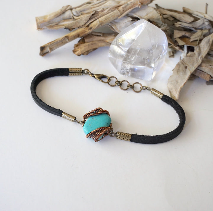 Raw Turquoise - Leather Bracelet Designs by Nature Gems