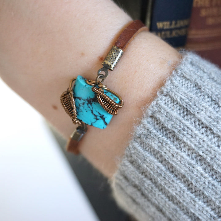 Raw Turquoise - Leather Bracelet Designs by Nature Gems