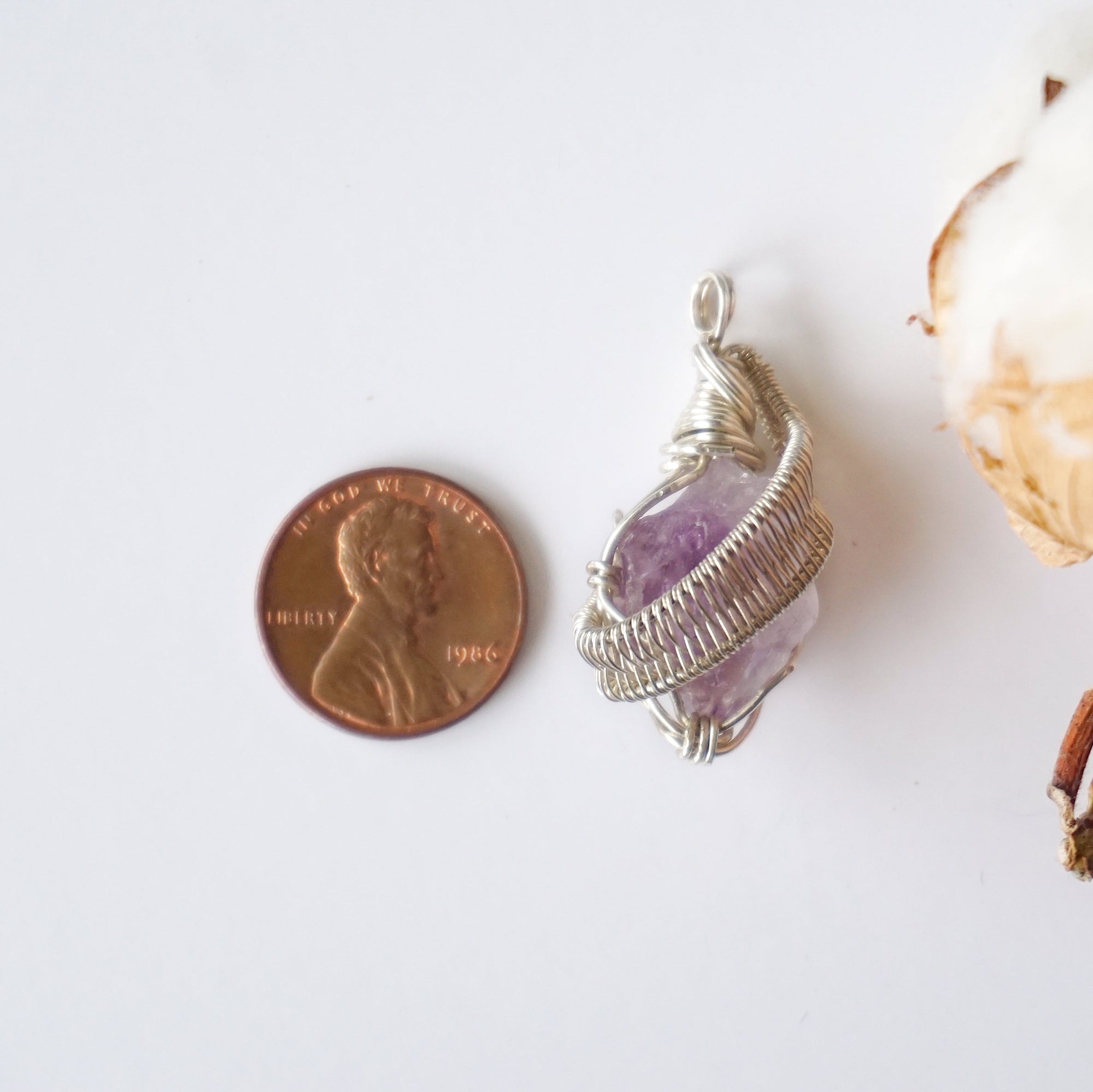 Raw Unpolished Amethyst Pendant - Sterling Silver Necklace DesignsbyNatureGems