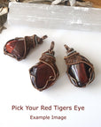 Red Tigers Eye Crystal Necklace - Antique Bronze and Silver DesignsbyNatureGems