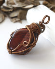 Red Tigers Eye Crystal Necklace - Antique Bronze and Silver DesignsbyNatureGems