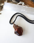 Red Tigers Eye Crystal Necklace - Antique Bronze and Silver DesignsbyNatureGems