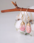 Rhodochrosite - 14k Gold Drop Earrings Designs by Nature Gems