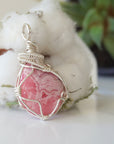 Rhodochrosite Pendant Necklace - Bright Silver Designs by Nature Gems