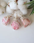 Rhodochrosite Pendant Necklace - Bright Silver Designs by Nature Gems