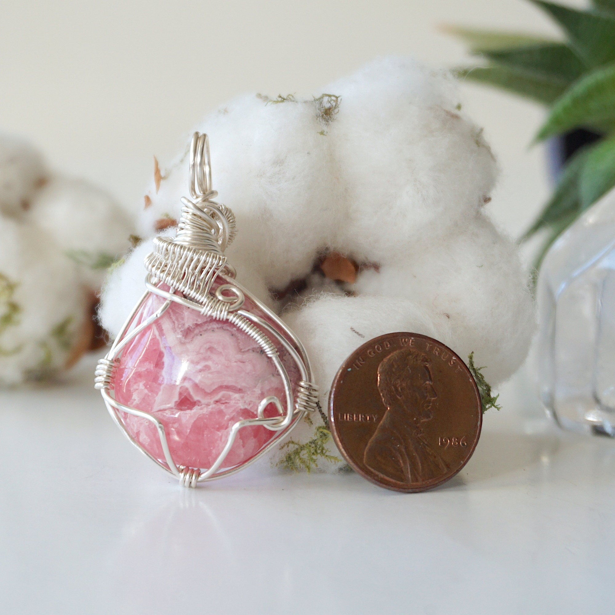 Rhodochrosite Pendant Necklace - Bright Silver Designs by Nature Gems