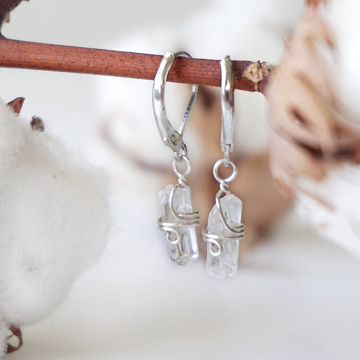 Rock Crystal Drop Earrings - Sterling Silver Plated DesignsbyNatureGems