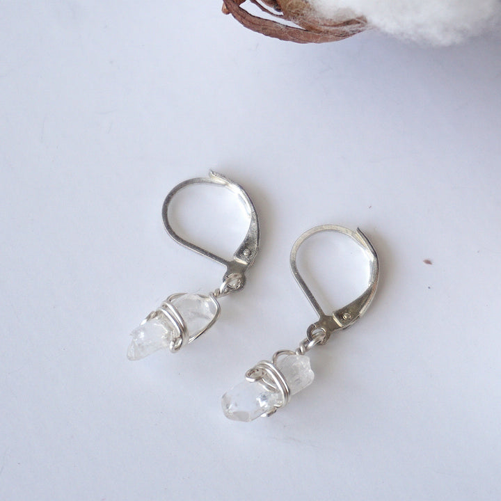Rock Crystal Drop Earrings - Sterling Silver Plated DesignsbyNatureGems