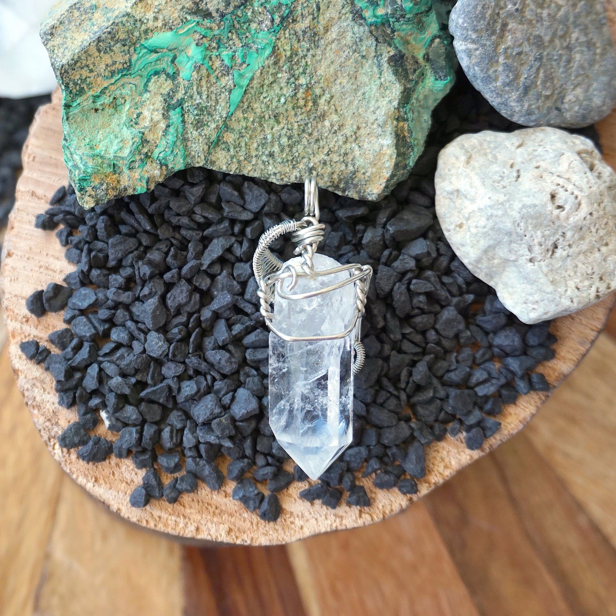 Rock Crystal Point Necklace - White Gold DesignsbyNatureGems
