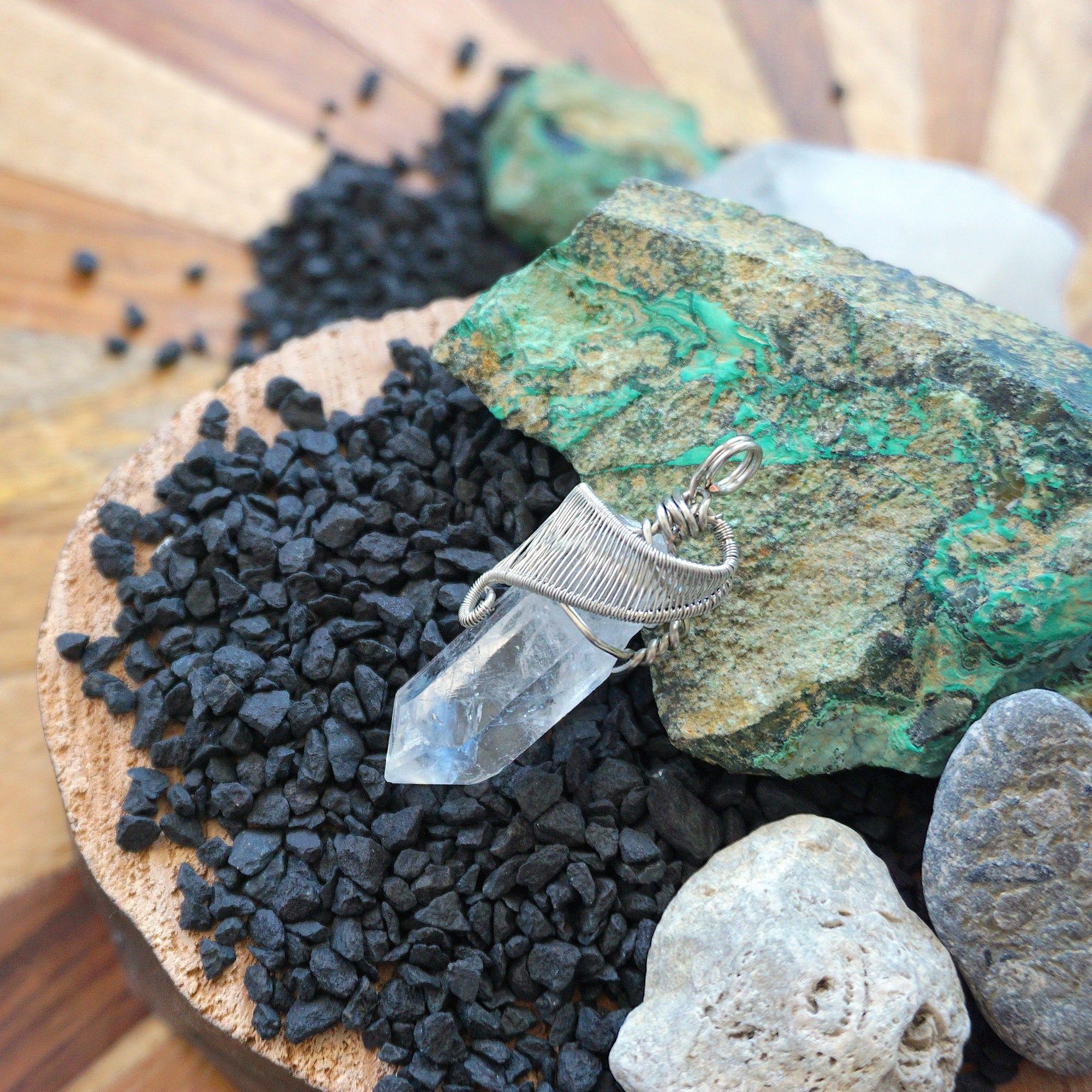 Rock Crystal Point Necklace - White Gold DesignsbyNatureGems