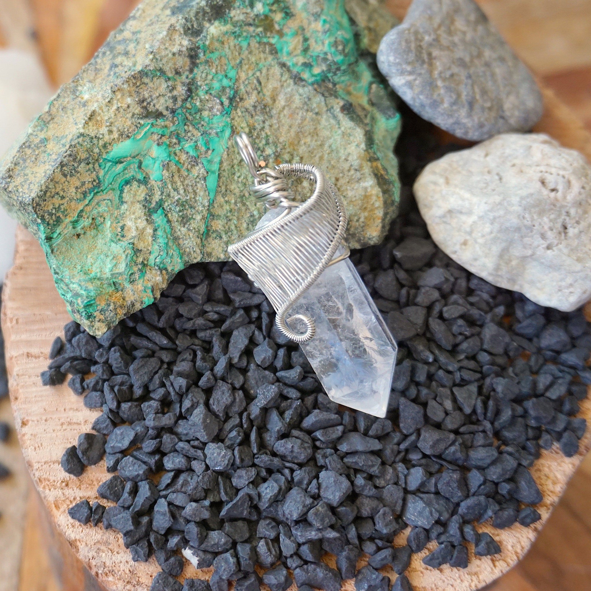 Rock Crystal Point Necklace - White Gold DesignsbyNatureGems