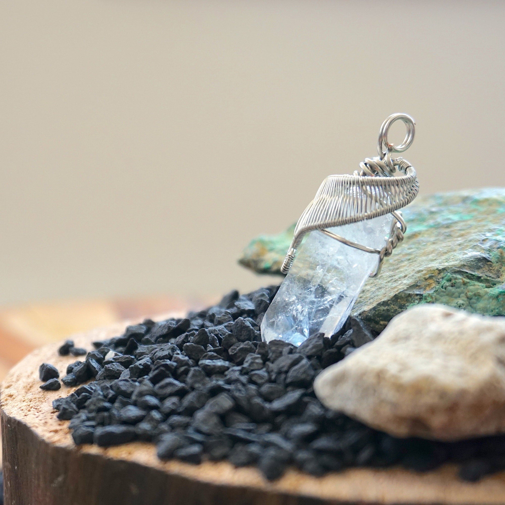 Rock Crystal Point Necklace - White Gold DesignsbyNatureGems