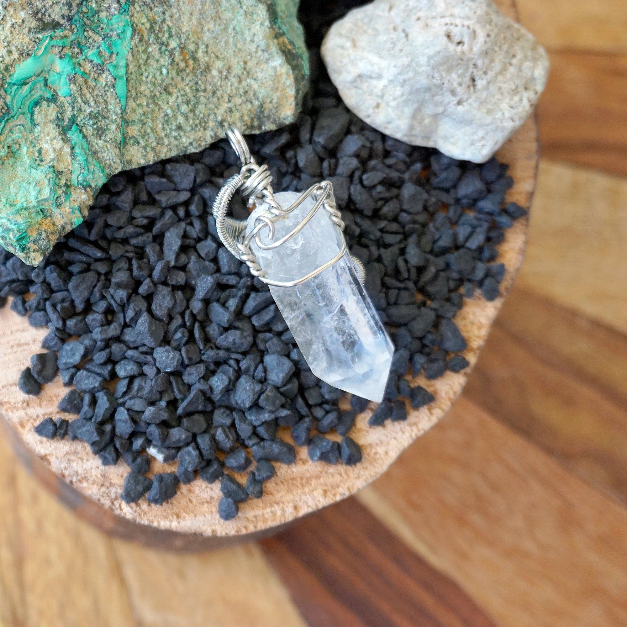 Rock Crystal Point Necklace - White Gold DesignsbyNatureGems