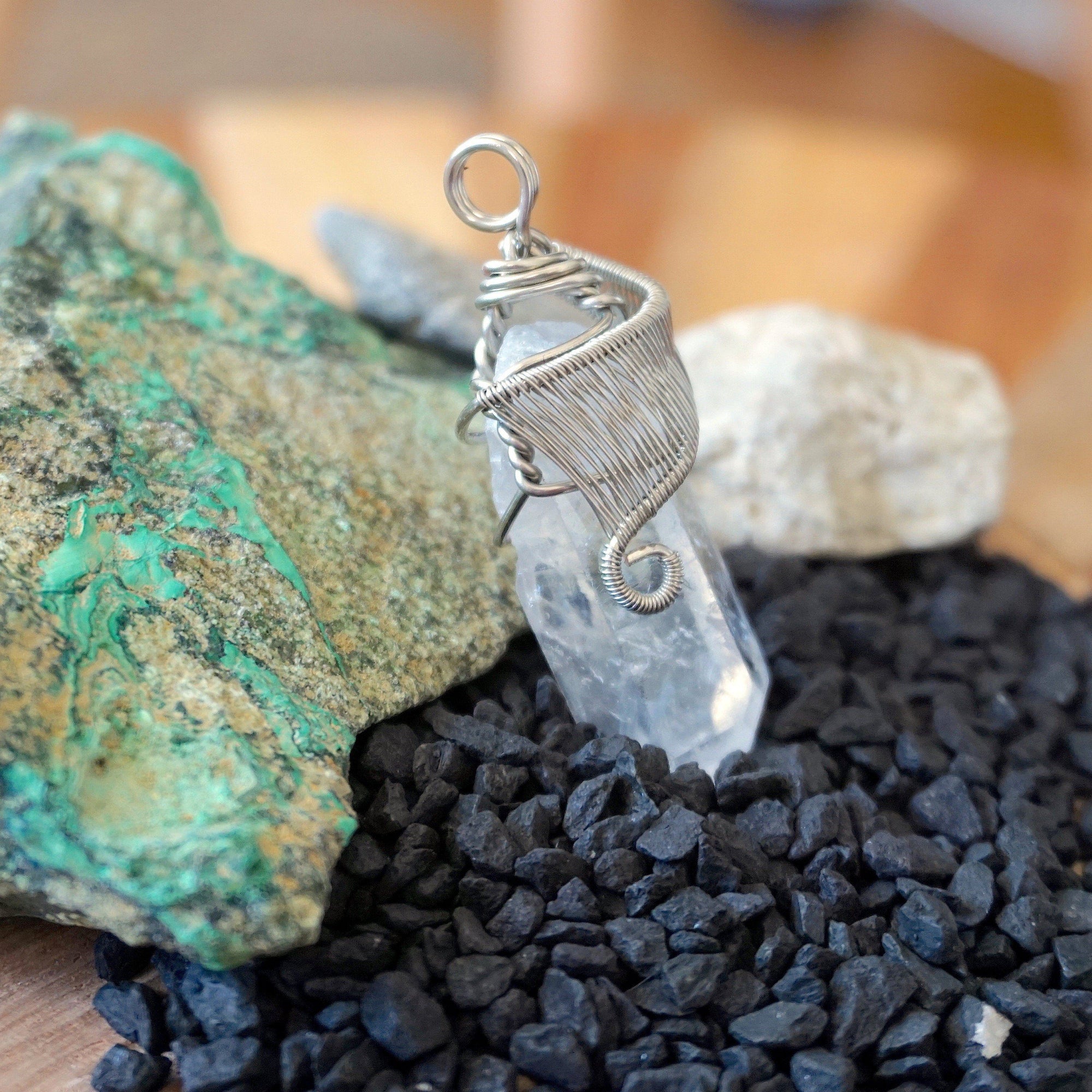 Rock Crystal Point Necklace - White Gold DesignsbyNatureGems