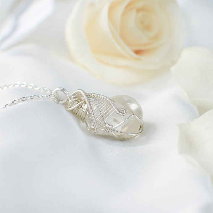 Rock Crystal Silver Pendant Necklace (Clear Quartz) DesignsbyNatureGems