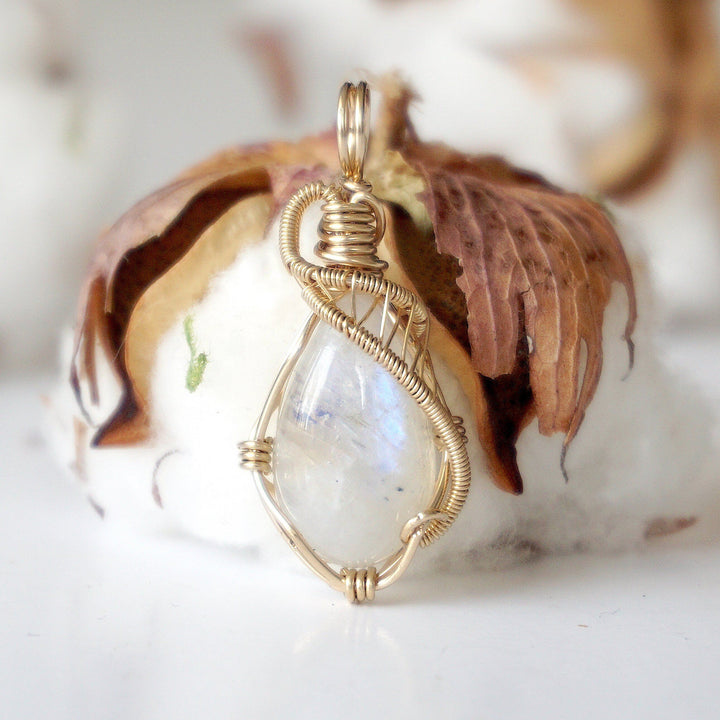Rohan-Rainbow Moonstone Necklace - 14k Gold Designs by Nature Gems