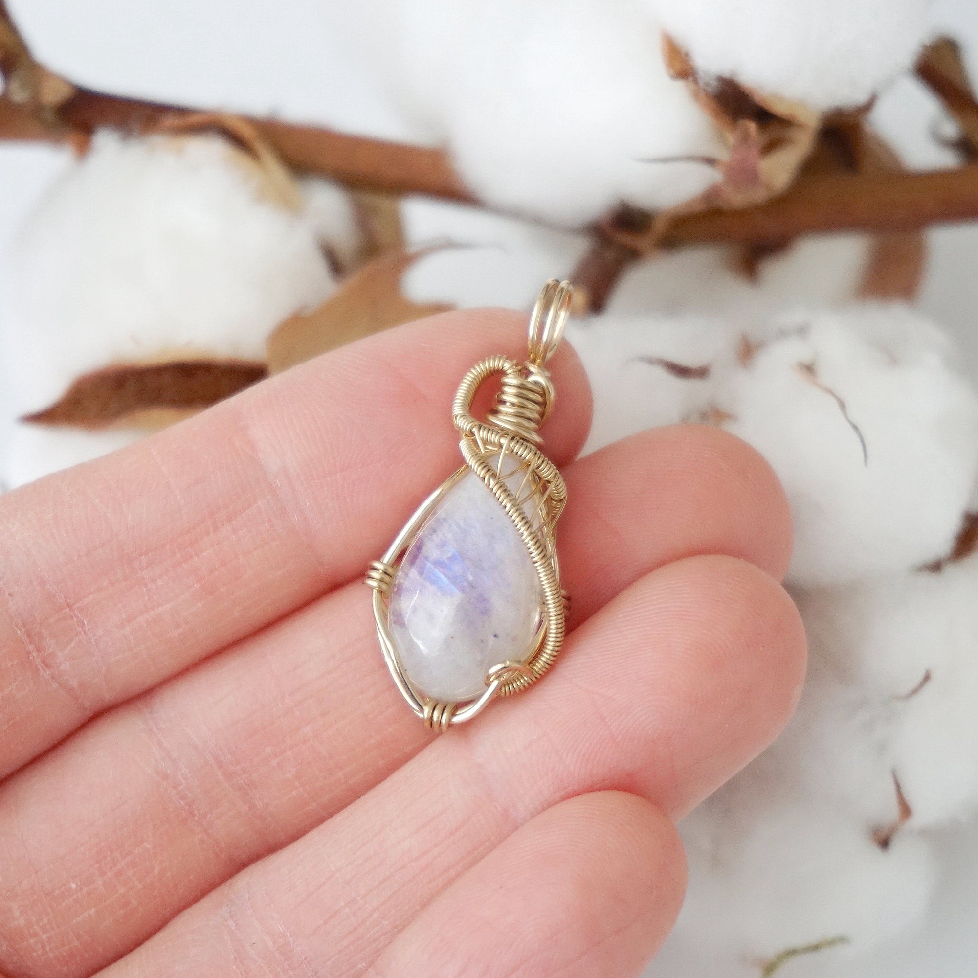 Rohan-Rainbow Moonstone Necklace - 14k Gold Designs by Nature Gems