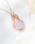 Rose Gold Rainbow Moonstone Necklace DesignsbyNatureGems