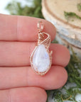 Rose Gold Rainbow Moonstone Necklace DesignsbyNatureGems