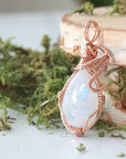 Rose Gold Rainbow Moonstone Necklace DesignsbyNatureGems