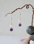 Rose Quartz & Amethyst Silver Plated Hook Drop Earring Designs by Nature Gems