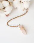 Rose Quartz Hexagonal Point Necklace - Gold Plated Designs by Nature Gems