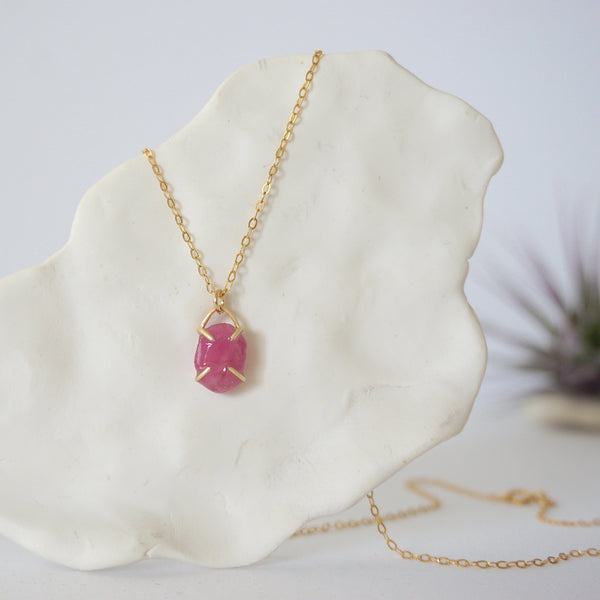Ruby 14K Gold Huggie Charm Necklace Designs by Nature Gems