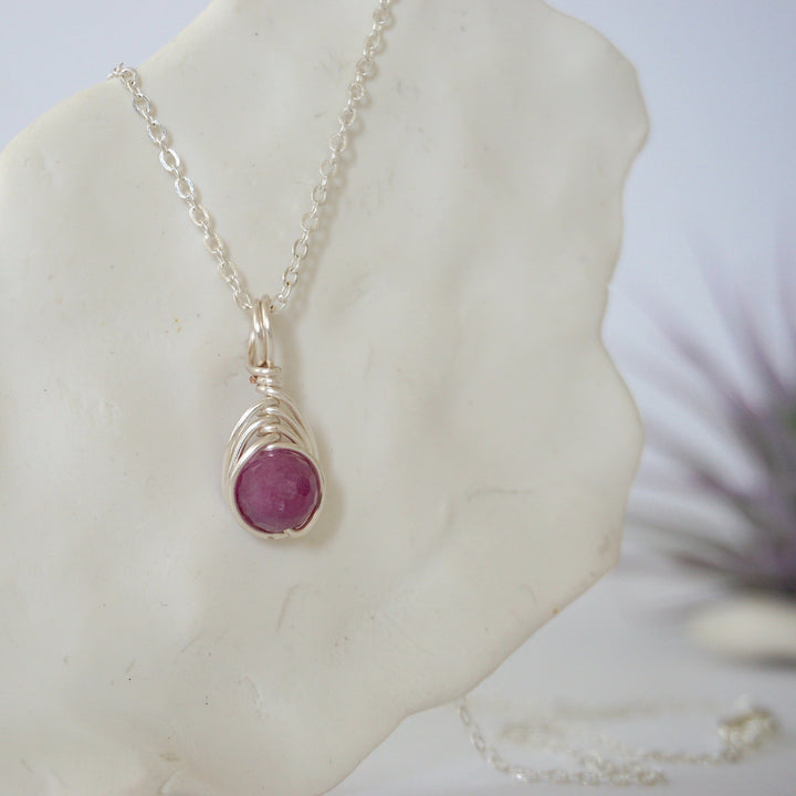 Ruby Silver Plated Bead Charm Necklace Designs by Nature Gems